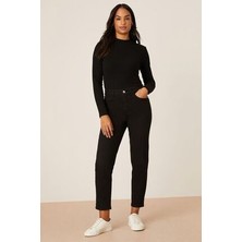 ByCukurovaFrango Zero Max Yüksek Bel Mom Siyah Jeans Likralı Esnek Boyfriend Kot Pantolon