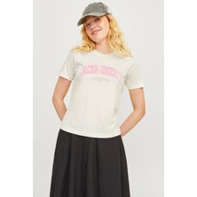 JJXX Jxava Reg Ss Tee Jrs Ekru Kadın Kısa Kol T-Shirt