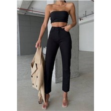 ByCukurovaFrango Mom Kot Pantolon Esnek Slim Fit Standart Bel Cepli Pamuklu - Mom Jeans