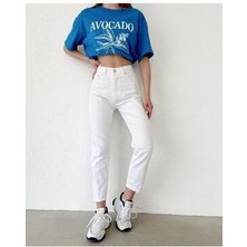 ByCukurovaFrango Mom Jean Beyaz Bilek Boy Kot Mom Jean 2024