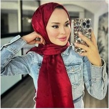 Valor Scarf Derin Şarabi Kazayağı Desen Ipeksi Jakar Şal