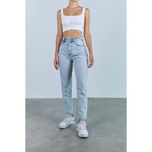 ByCukurovaFrango Rosse Kar Yıkama Likralı Mom Jean Pantolon 2024