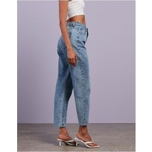 ByCukurovaFrango Kar Yıkama Comfort Mom Jean Pantolon-Mavi