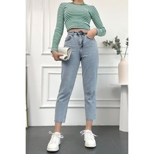 ByCukurovaFrango Mom Buz Kar Yüksek Bel Esnek Jean 2024