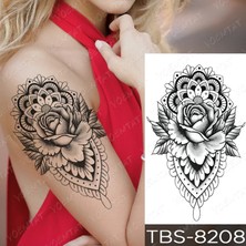 Tattoo Gerçekci Mandala ve Gül Desenli Geçici Dövme Tattoo