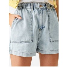 Butik Karaca Baggy Denim  Yazlık Şort Sönnet Patch Pocket Jasns Shorts In Light Indigo Kot