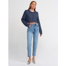 ByCukurovaFrango Kar Yıkama Comfort Mom Jean Pantolon-Mavi