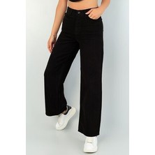 ByCukurovaFrango Yüksek Bel Siyah Palazzo Jeans Likralı Esnek Kot Pantolon(1 Beden Büyük Alınız)