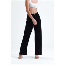 ByCukurovaFrango Viana Extra Yüksek A.c.a.i.p S.o.l.m.a.z Siyah Salaş Jeans Palazzo Pantolon