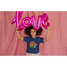 Bubuga Kız Çocuk Pamuk 3 Mantar Baskılı Kısa Kol Tshirt