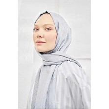 Armanda Gümüş Geometrik Desen Italyan Jakar Şal