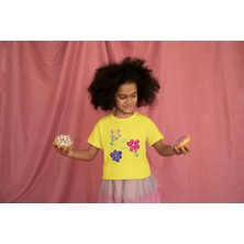 Bubuga Kız Çocuk Pamuk Fall Time Baskılı Kısa Kol Tshirt