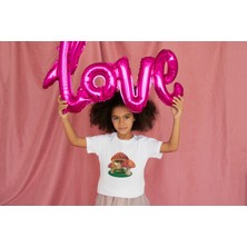 Bubuga Kız Çocuk Pamuk 3 Mantar Baskılı Kısa Kol Tshirt