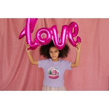 Bubuga Kız Çocuk Pamuk Fuşya Ev Baskılı Kısa Kol Tshirt