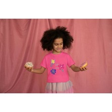 Bubuga Kız Çocuk Pamuk Fall Time Baskılı Kısa Kol Tshirt