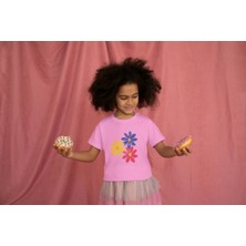 Bubuga Kız Çocuk Pamuk Colorfull Baskılı Kısa Kol Tshirt