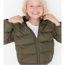 Önder Moda Çocuk Su ve Rüzgar Geçirmez Kapüşonlu Coat Şişme Mont _haki