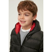 Önder Moda Çocuk Su ve Rüzgar Geçirmez Kapüşonlu Coat Şişme Mont_siyah