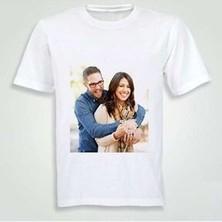 Da&Te Baskı Da&te Kişiye Özel Fotoğraf Baskılı Beyaz T-Shirt Çocuk-Yetişkin