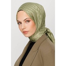 Valor Scarf Çöl Yeşili Qoza Desen Ipeksi Jakar Şal