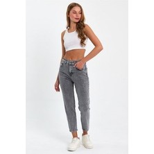 Geenz Manifacture Ngbutika Kar Gri Mom Jeans Likralı Kot Pantolon
