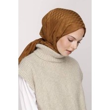 Valor Scarf Altın Kahve Qoza Desen Ipeksi Jakar Şal