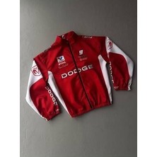 Justin Dodge Kırmızı/beyaz Baskılı Oversize Unisex Paraşüt Yağmurluk/ceket