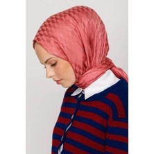 Valor Scarf Şeker Pembe Qoza Desen Ipeksi Jakar Şal
