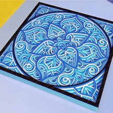 Cutline 3D Lazer Kesim Mandala Temalı Mukkava Tablo - 30X30 cm Çerçeveli Sanat Eseri