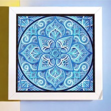 Cutline 3D Lazer Kesim Mandala Temalı Mukkava Tablo - 30X30 cm Çerçeveli Sanat Eseri