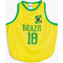 Koton Köpek Tişörtü Slogan Baskılı Kolsuz