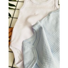 Miyakidsworld Renkli  Bebek Çıtcıtlı Body Iç Atlet Zıbın 4 Lü Set Pamuklu Fitilli Doku Yumuşak