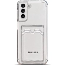 Case World Caseworld Samsung Galaxy S21 Plus Kapak Kamera Korumalı Kartlıklı Darbe Emici Özellikli Şeffaf Silikon Kılıf