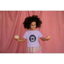 Bubuga Kız Çocuk Pamuk Gece Yıldızları Baskılı Kısa Kol Tshirt