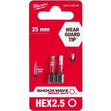Milwaukee Hex2.5 mm 25 mm Shockwave Bits Uç - 2'li