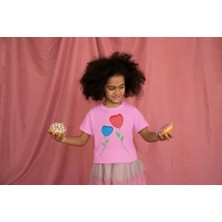 Bubuga Kız Çocuk Pamuk Gergous Baskılı Kısa Kol Tshirt