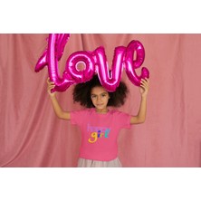 Bubuga Kız Çocuk Pamuk Happy Girl Baskılı Kısa Kol Tshirt
