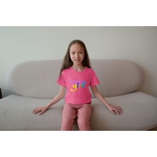 Bubuga Kız Çocuk Pamuk Happy Girl Baskılı Kısa Kol Tshirt