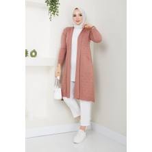 Pamuk Butik Kadın Cepli Salaş Hırka Acıkahve -PMK273