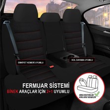 Bonove Renault Safrane Uyumlu Lüks Oto,araba Tay Tüyü Koltuk Kılıfı Kırmızı Detay