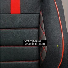 Bonove Renault Megane 2 Sw Uyumlu Lüks Oto,araba Tay Tüyü Koltuk Kılıfı Kırmızı Detay