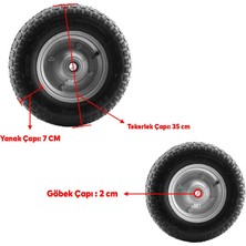 Badem10 Yük Taşıma Tekeri El Arabası Bilyeli Rulmanlı Havalı Dubleks 350X70 mm Yapar Çelik Jant Tekerlek