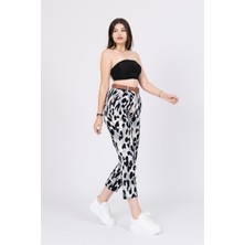 MissVina Kemerli Kot Gabardin Kumaş Desenli Trend Pantolon