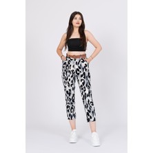 MissVina Kemerli Kot Gabardin Kumaş Desenli Trend Pantolon