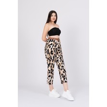 MissVina Kemerli Kot Gabardin Kumaş Desenli Trend Pantolon