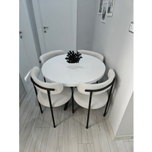 Enkare Elisa Masa Sandalye Takımı, 4 Kişilik Mutfak Masası, Teddy Sandalye, Mdf Masa 90 x 90