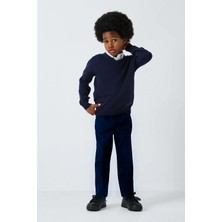 Yakamel Çocuk Likrasız Rahat Kesim Lastikli Bel Kumaş Okul Pantolonu