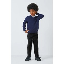 Yakamel Çocuk Likrasız Rahat Kesim Lastikli Bel Kumaş Okul Pantolonu