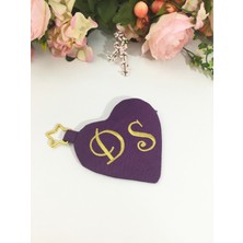 CIGDEMCALISKAN Love&love Kalp Formunda Monogram Nakışlı Bozuk Para Cüzdanı