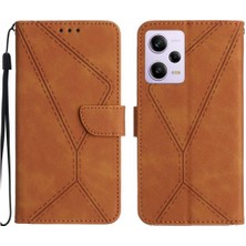 Gx Shop Xiaomi Redmi Için Not 12 Pro 5g Telefon Kılıfı Dikiş Kabartmalı Yumuşak Pu (Yurt Dışından)